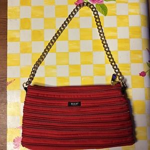 Red with gold chain bag purse by Bam bags